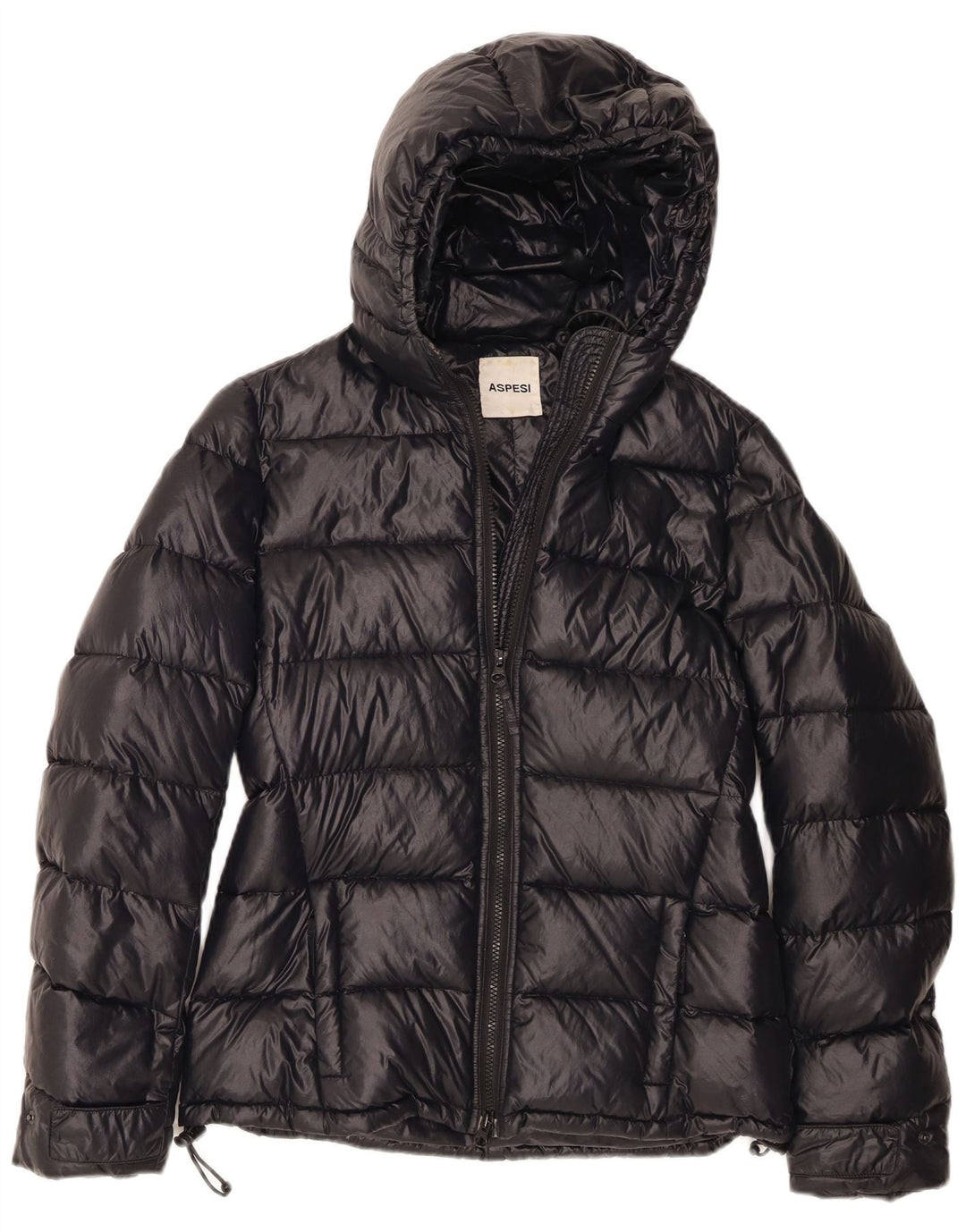 Aspesi Womens Hooded Padded Jacket UK 14 Medium Black Polyamide
