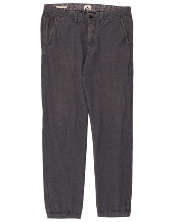 Jack & Jones Mens Marco Slim Chino Trousers W32 L32 Grey Cotton
