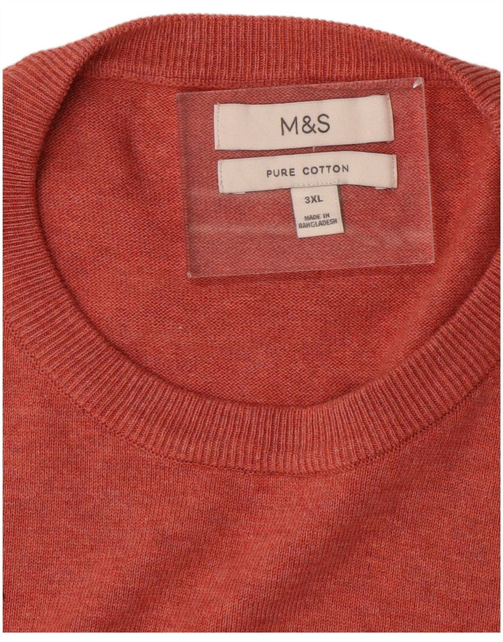 Marks & Spencer Mens Crew Neck Jumper Sweater 3XL Red Cotton
