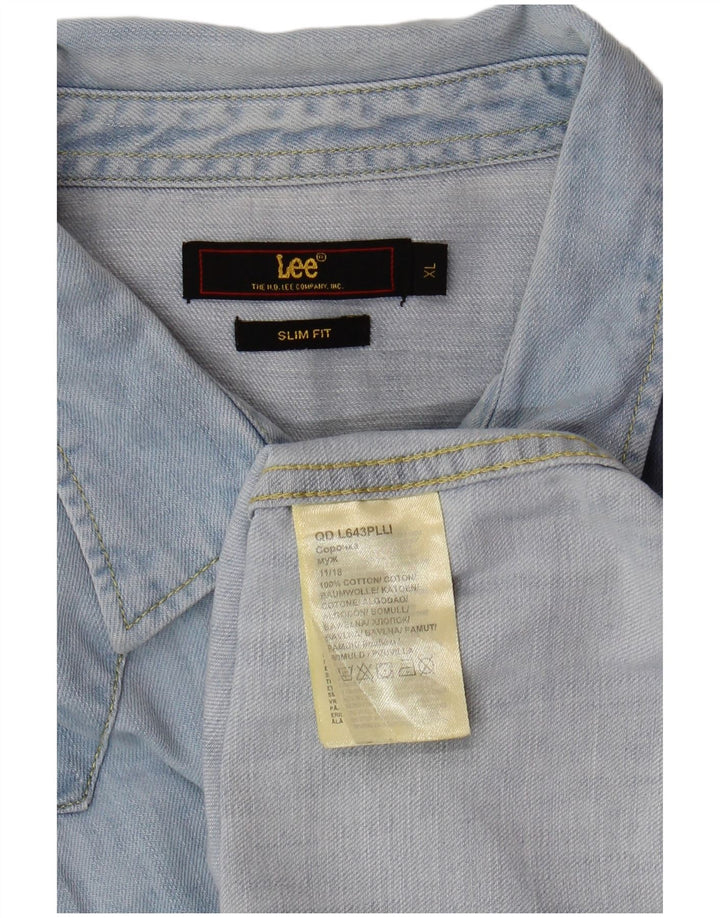 LEE Mens Slim Fit Denim Shirt XL Blue Cotton