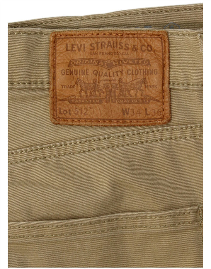 LEVI'S Mens 512 Slim Tapered Casual Trousers W34 L36 Beige Cotton