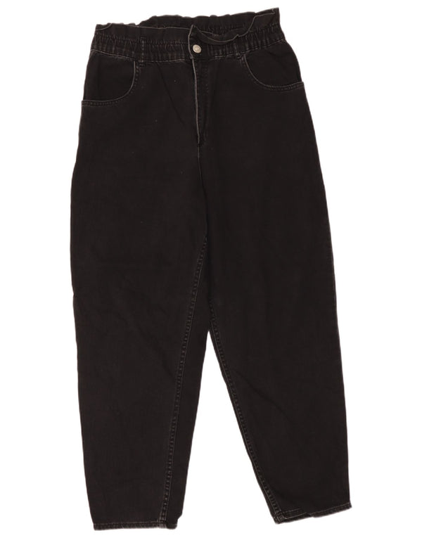 Zara Womens High Waist Tapered Jeans Large W30 L27 Black Cotton