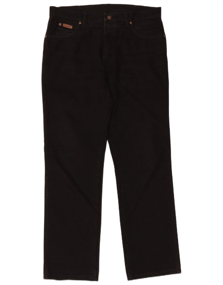 WRANGLER Mens Texas Straight Jeans W36 L32  Black Cotton