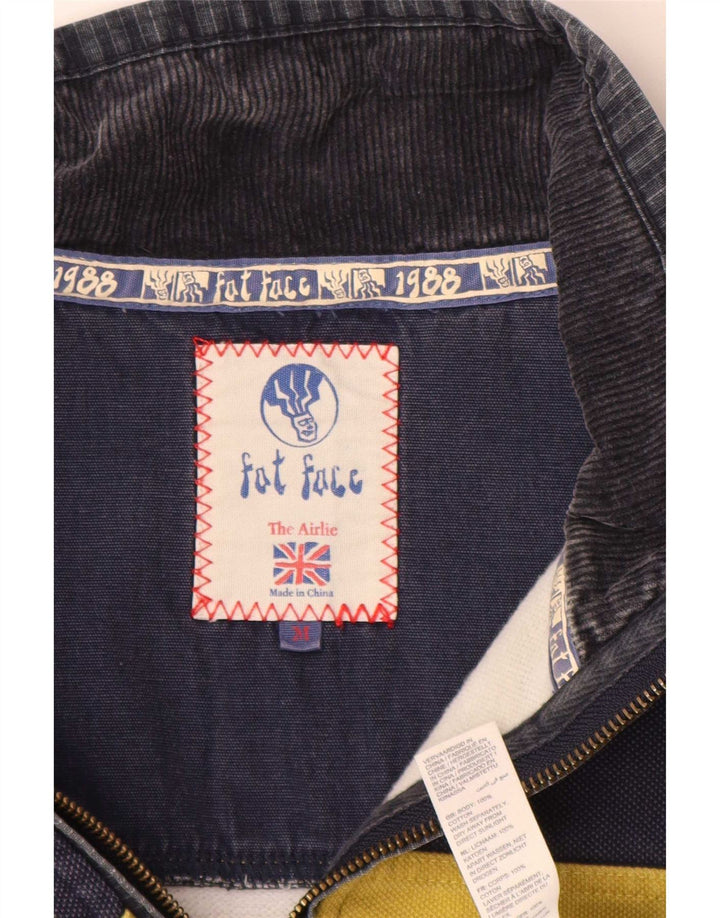 Fat Face Mens Zip Neck Sweatshirt Jumper Medium Navy Blue Colourblock