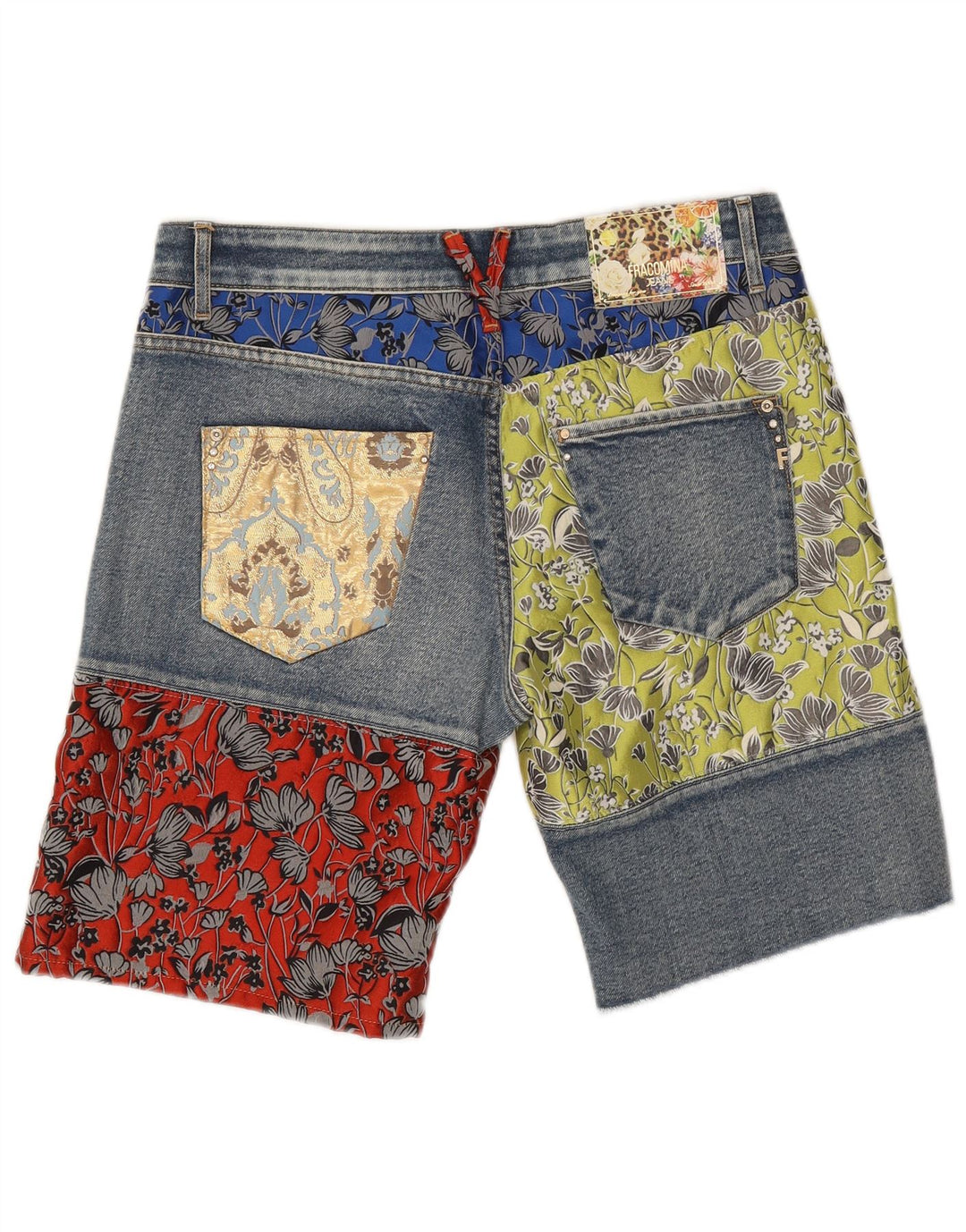 Fracomina Womens Denim Shorts W27 Small Blue Patchwork