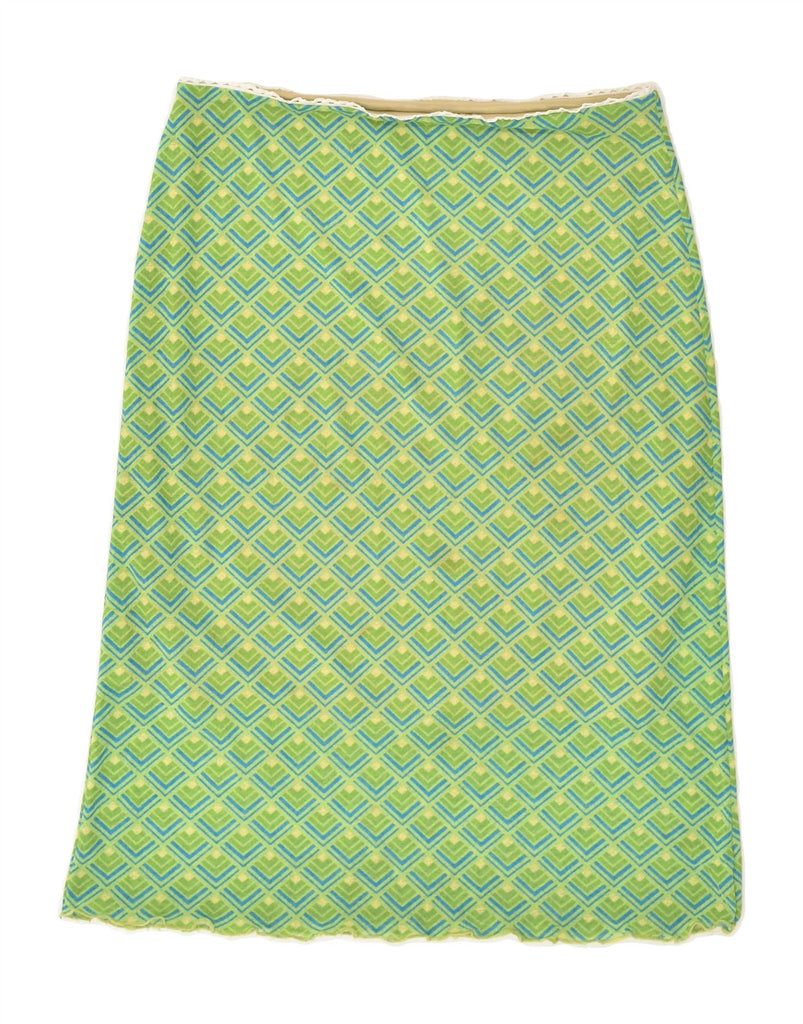 VINTAGE Womens Straight Skirt W30 Medium Green Geometric Polyester | Vintage Vintage | Thrift | Second-Hand Vintage | Used Clothing | Messina Hembry 