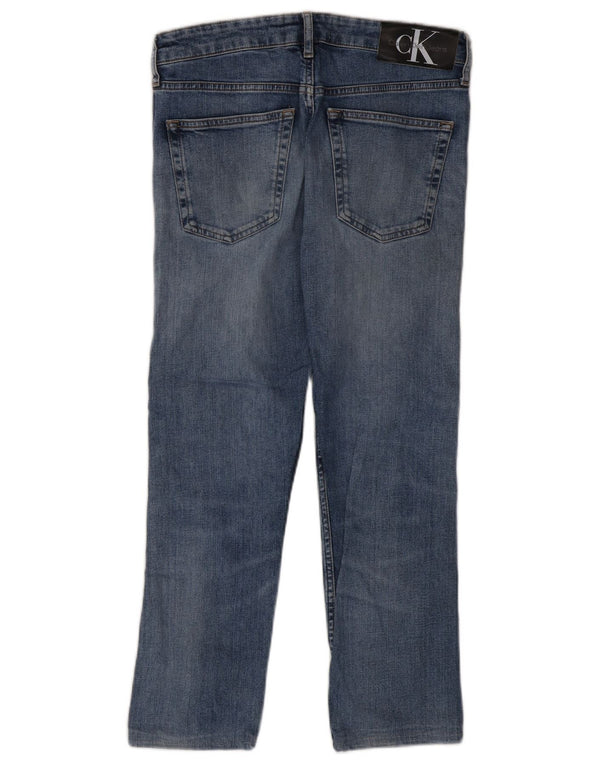 Calvin Klein Mens Distressed Slim Tapered Jeans W29 L25 Blue Cotton