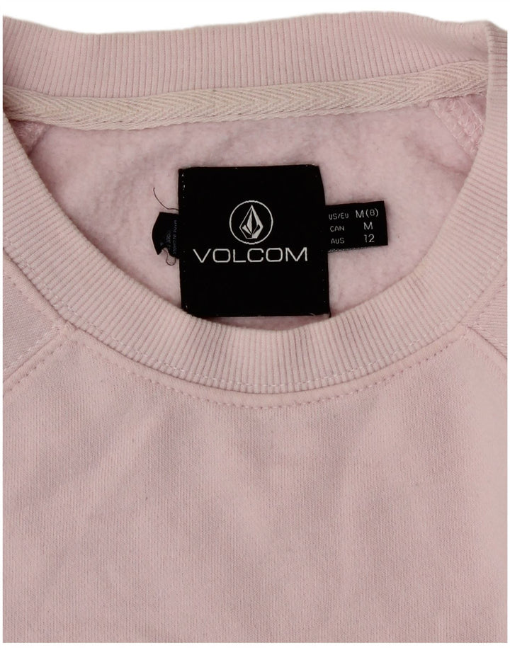 Volcom Womens Graphic Sweatshirt Jumper US 8 Medium Pink Cotton