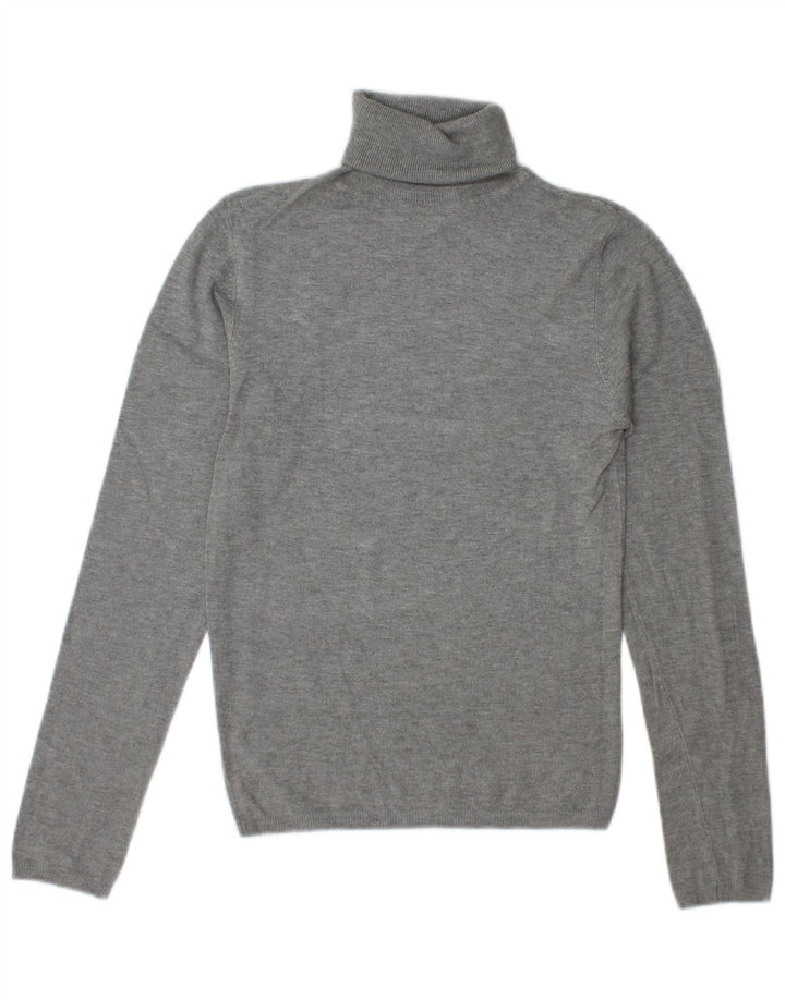 Zara Womens Roll Neck Jumper Sweater UK 10 Small Grey Rayon