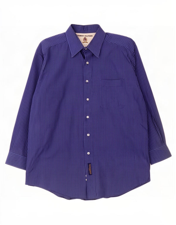 Tommy Hilfiger Mens Shirt XL Navy Blue Gingham