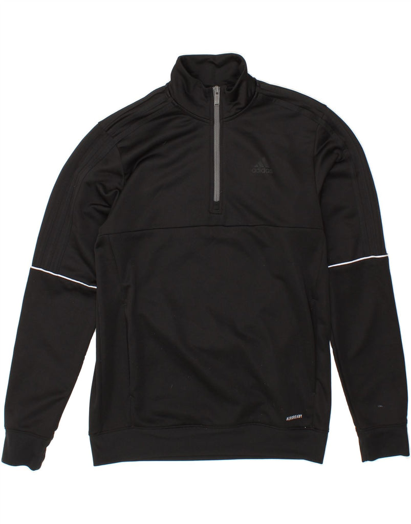 ADIDAS Mens Aeroready Zip Neck Pullover Tracksuit Top Medium Black Vintage Adidas and Second-Hand Adidas from Messina Hembry 