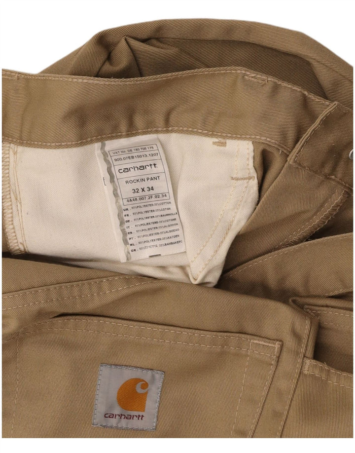 CARHARTT Mens Bootcut Casual Trousers W32 L34 Beige Polyester