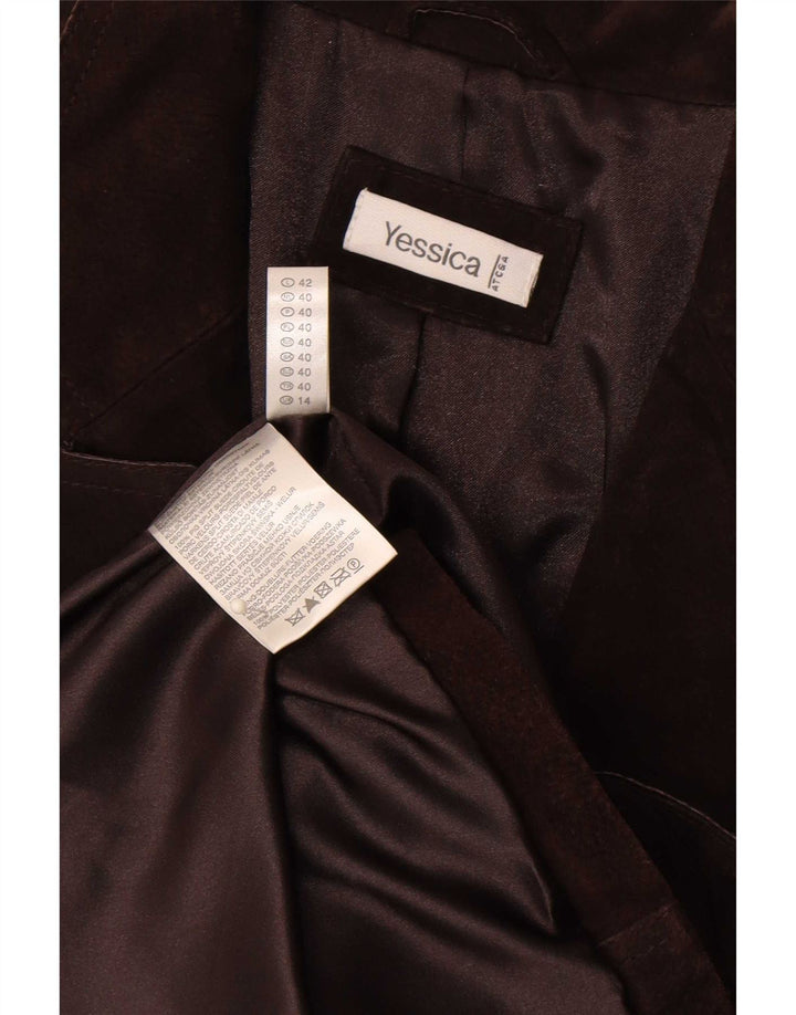 Yessica Womens Suede Overcoat UK 14 Medium Brown Leather