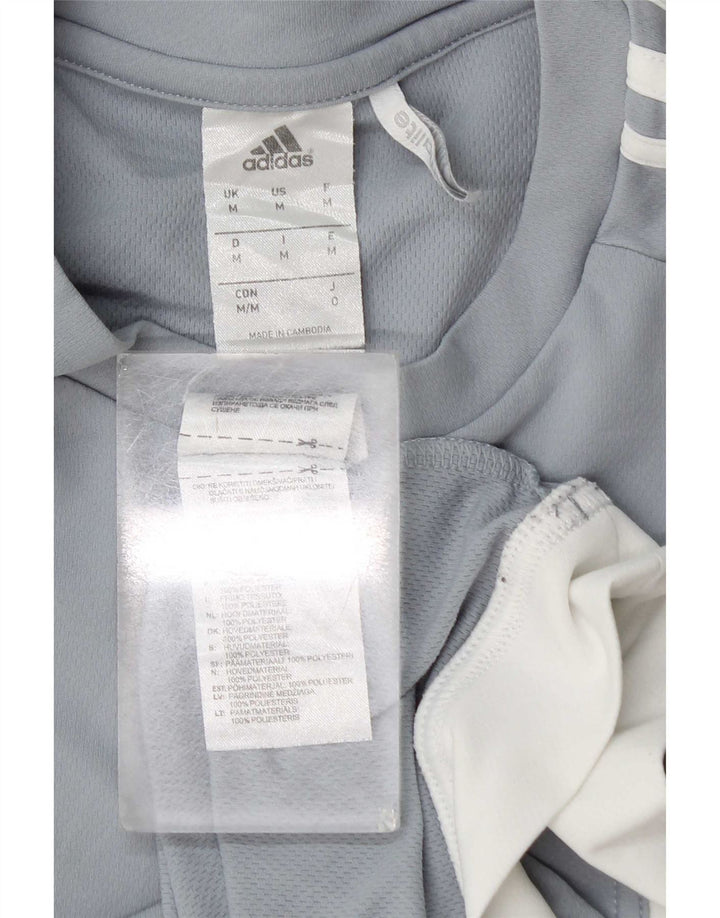 Adidas Mens T-Shirt Top Medium Blue Colourblock Polyester