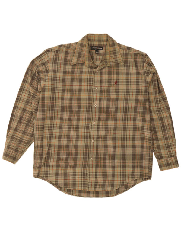 Marlboro Classics Mens Flannel Shirt Large Khaki Check