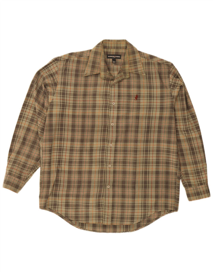 Marlboro Classics Mens Flannel Shirt Large Khaki Check