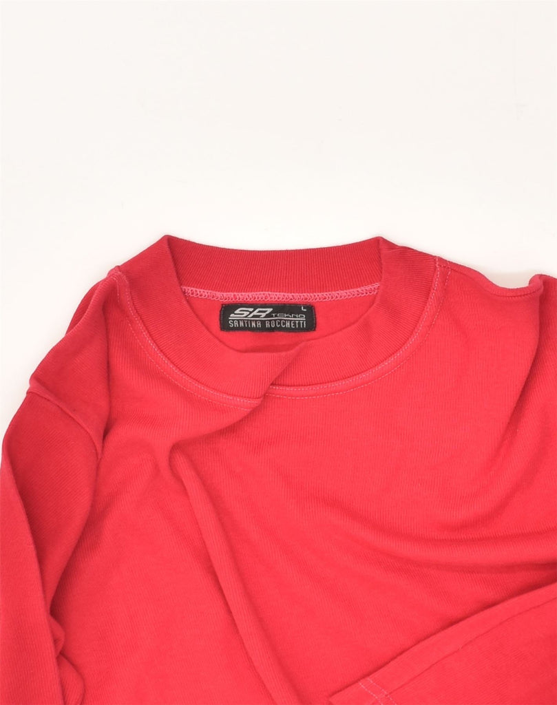 VINTAGE Womens Crop Top Long Sleeve UK 14 Large Red Cotton | Vintage Vintage | Thrift | Second-Hand Vintage | Used Clothing | Messina Hembry 