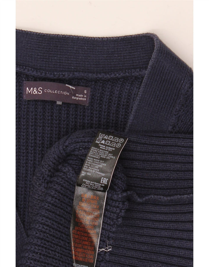 Marks & Spencer Womens Oversized Cardigan Sweater UK 10 Small Navy Blue