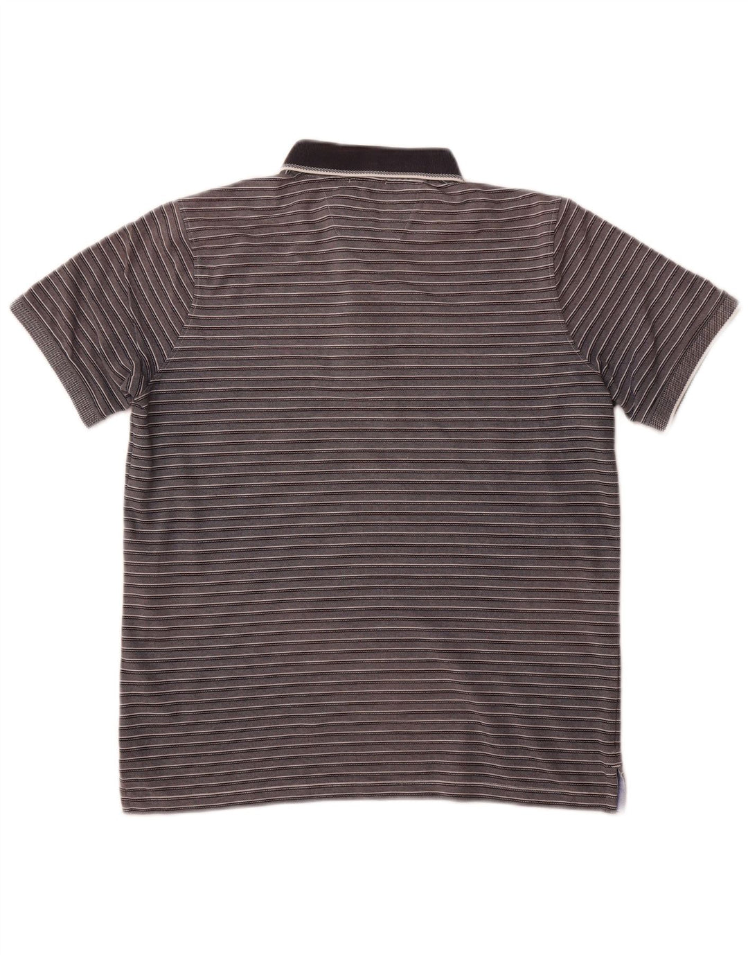 DANIEL HECHTER Mens Easy Care Polo Shirt Large Grey Striped Cotton