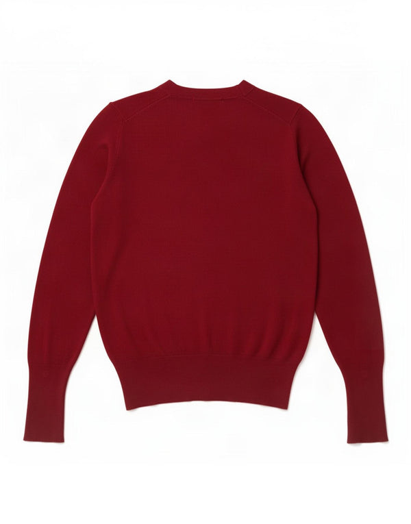 Zara Womens Crew Neck Jumper Sweater UK 8 Small Burgundy Viscose