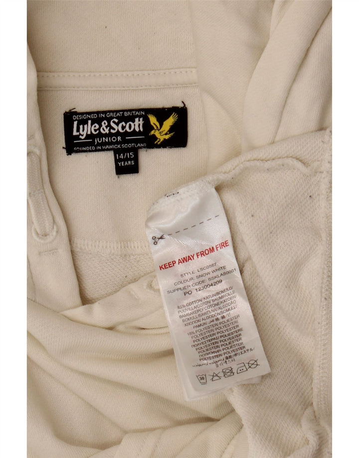 LYLE & SCOTT Girls Hoodie Jumper 14-15 Years Off White Cotton