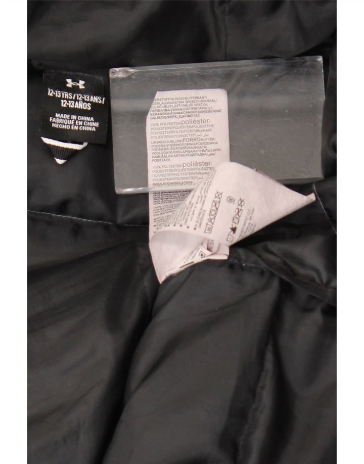 Under Armour Boys Graphic Hooded Padded Jacket 12-13 Years Grey Colourblock