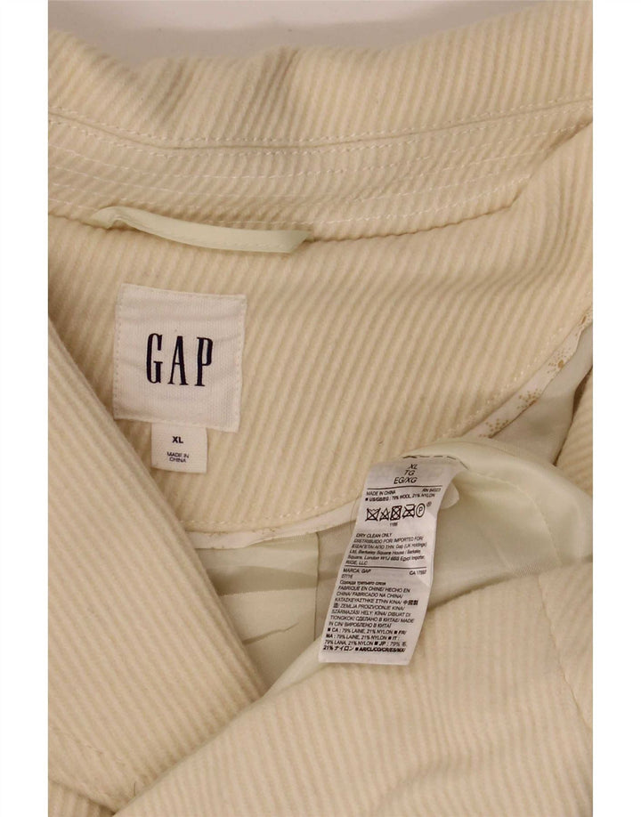 Gap Womens Pea Coat UK 18 XL White Striped Wool