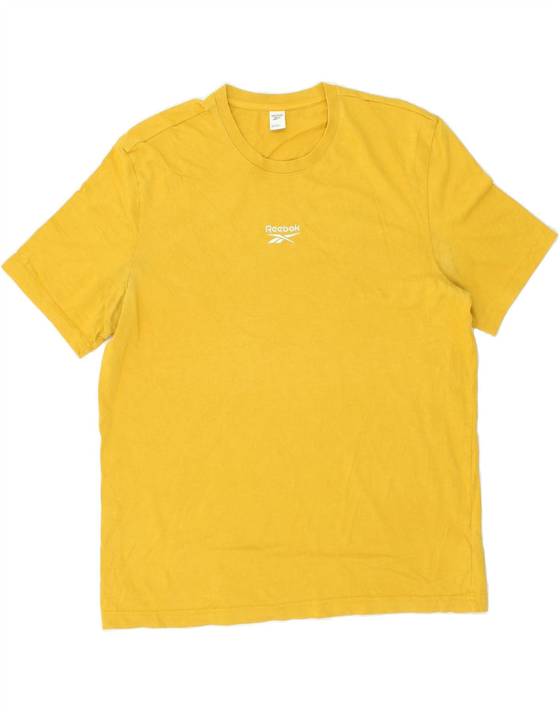 REEBOK Mens Graphic T-Shirt Top Medium Yellow Cotton | Vintage Reebok | Thrift | Second-Hand Reebok | Used Clothing | Messina Hembry 