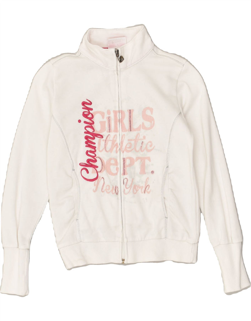 CHAMPION Girls Graphic Tracksuit Top Jacket 5-6 Years XS White Cotton | Vintage Champion | Thrift | Second-Hand Champion | Used Clothing | Messina Hembry 