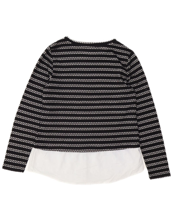 CALVIN KLEIN Womens Top Long Sleeve UK 12 Medium Black Striped