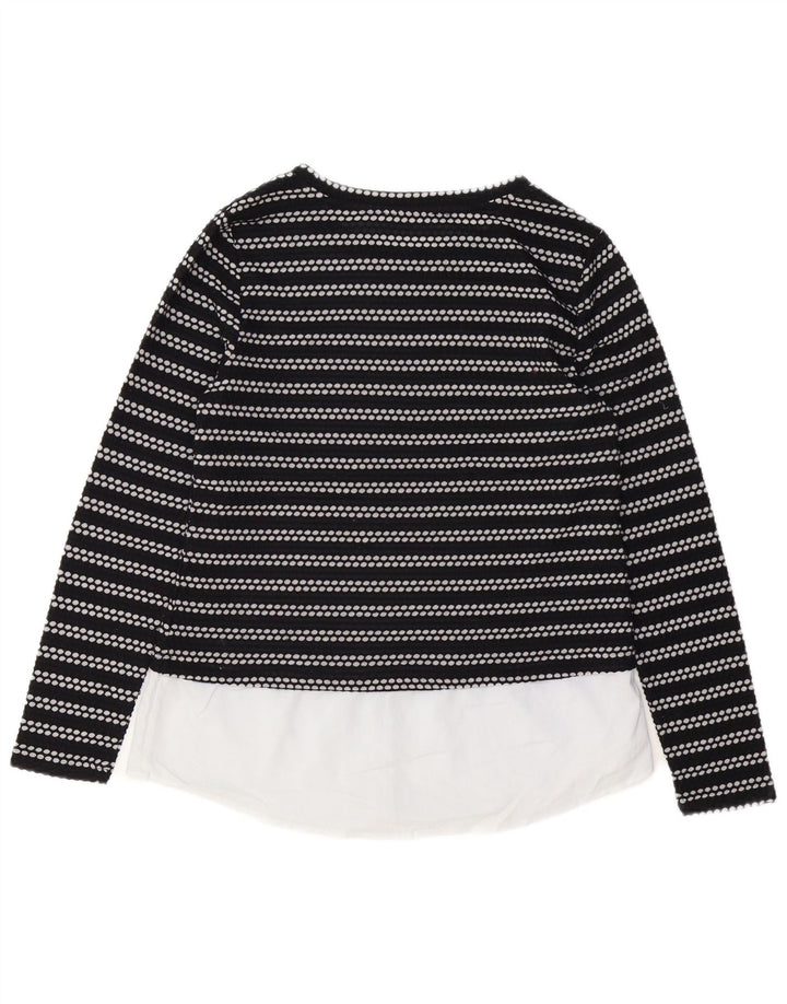 CALVIN KLEIN Womens Top Long Sleeve UK 12 Medium Black Striped