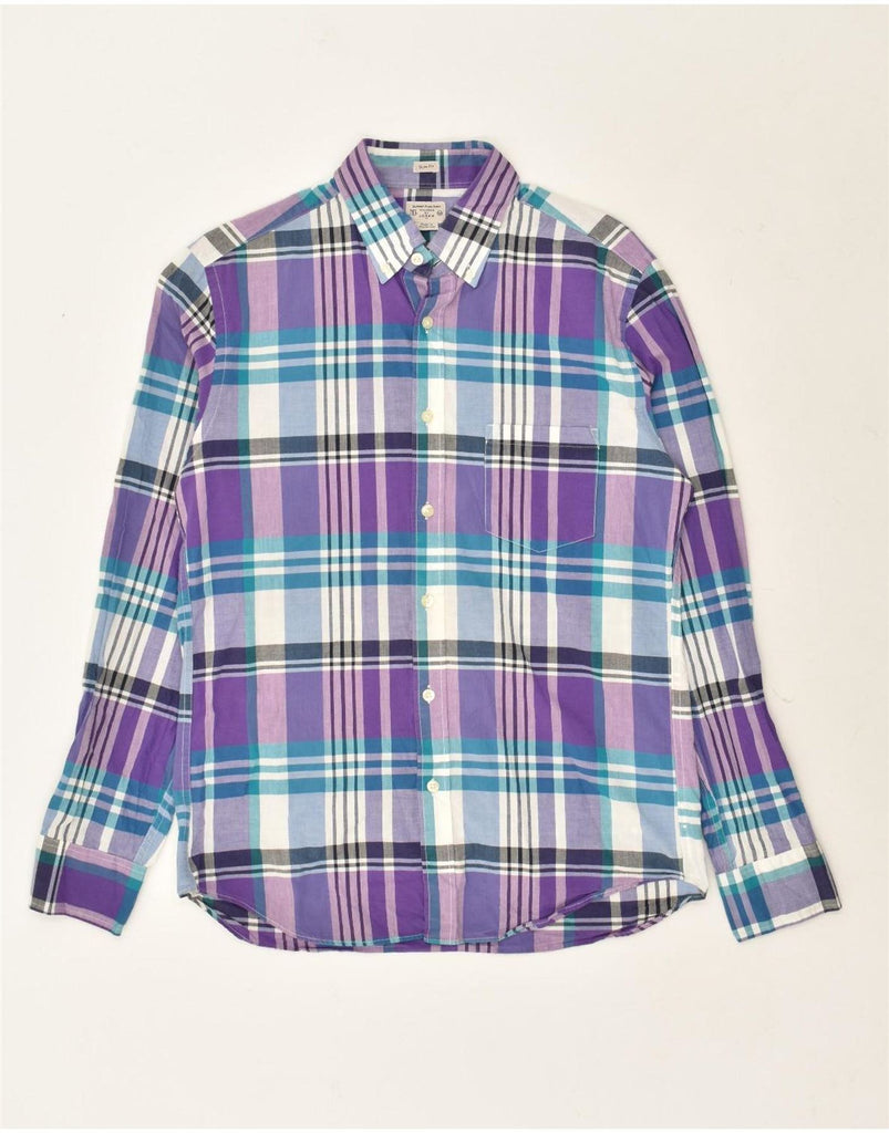 J. CREW Mens Tailored Fit Slim Fit Shirt Medium Purple Check Cotton | Vintage J. Crew | Thrift | Second-Hand J. Crew | Used Clothing | Messina Hembry 