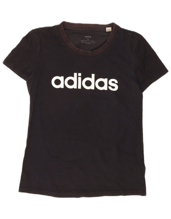 ADIDAS Womens Graphic T-Shirt Top UK 8/10 Small Black Cotton