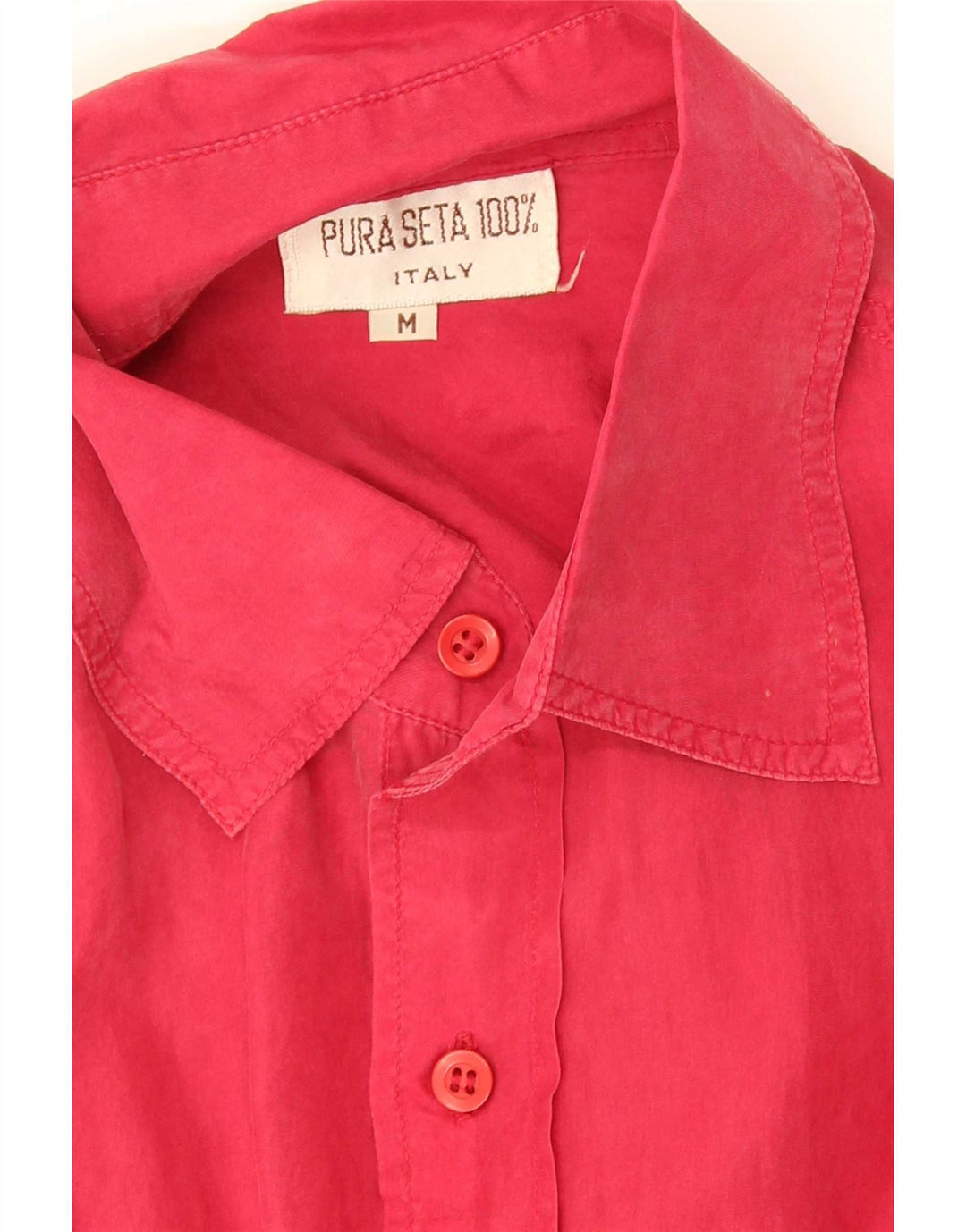 Vintage Mens Short Sleeve Shirt Medium Red Silk