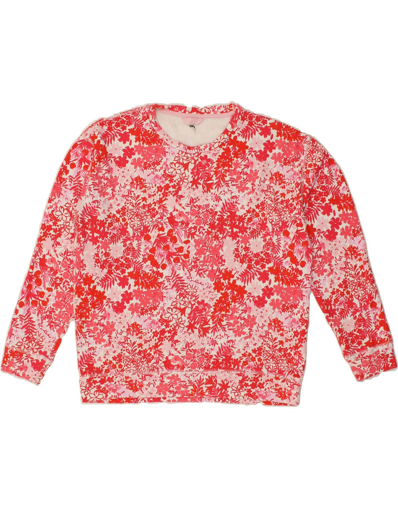 JOULES Womens Sweatshirt Jumper UK 14 Large Red Floral Cotton | Vintage Joules | Thrift | Second-Hand Joules | Used Clothing | Messina Hembry 