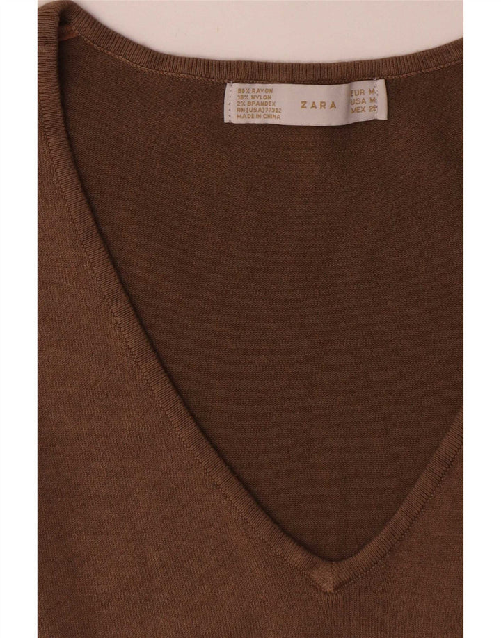 Zara Womens Long Sleeve Jumper Dress UK 12 Medium Brown
