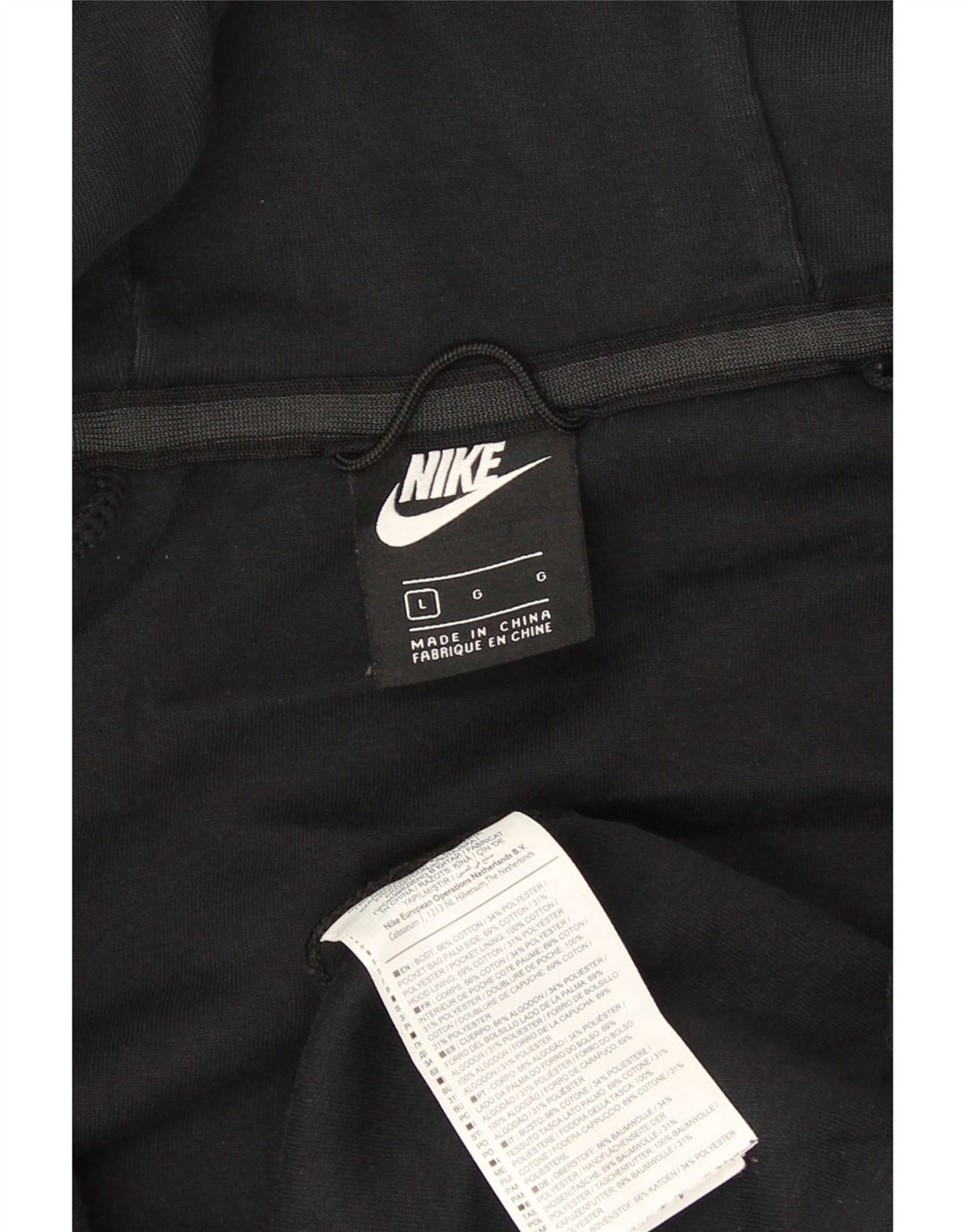 Nike Mens Zip Hoodie Sweater Large Black Cotton