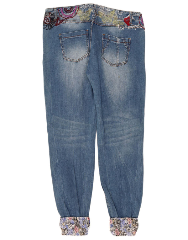 Desigual Womens Graphic Joggers Slim Jeans W34 L30 Blue Cotton