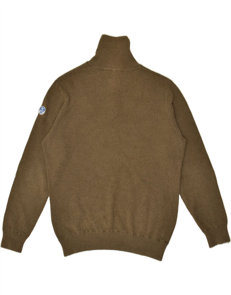 NORTH SAILS Mens Zip Neck Jumper Sweater Large Brown Cotton | Vintage North Sails | Thrift | Second-Hand North Sails | Used Clothing | Messina Hembry 