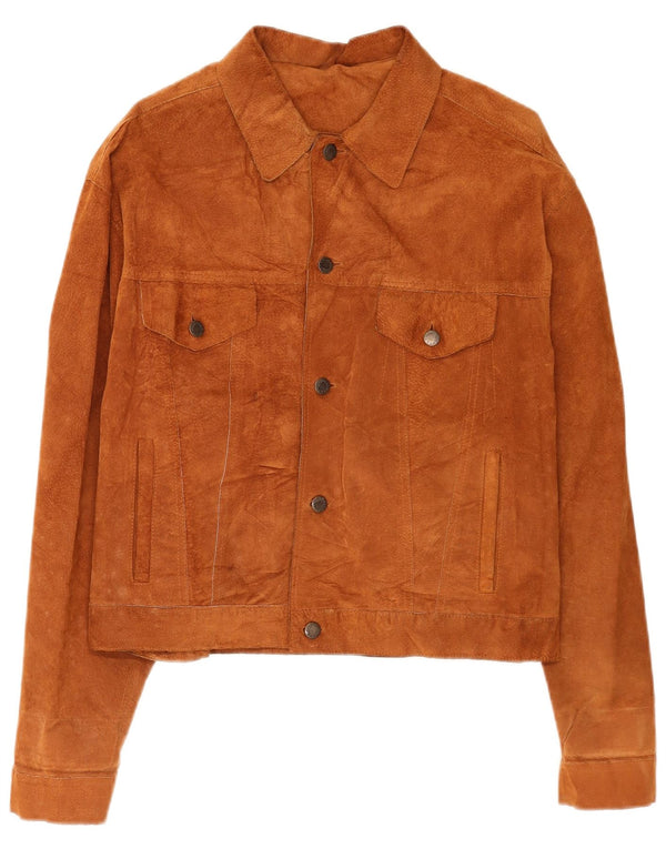 Conbipel Mens Suede Bomber Jacket IT 48 Medium Brown Leather Classic