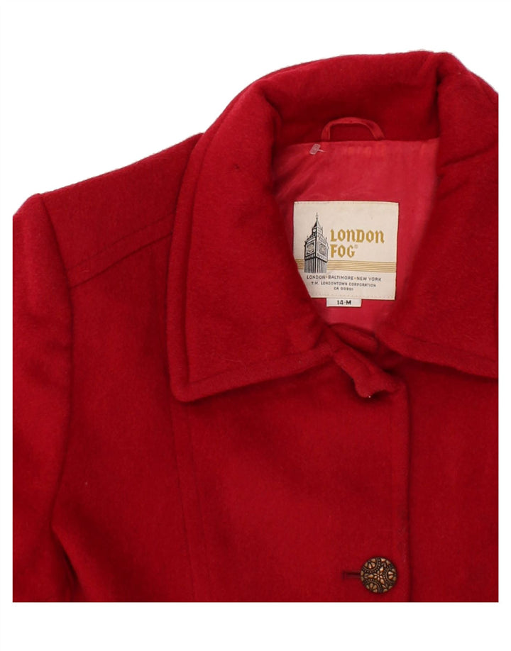 LONDON FOG Womens Overcoat UK 14 Medium Red Wool Vintage London Fog and Second-Hand London Fog from Messina Hembry 