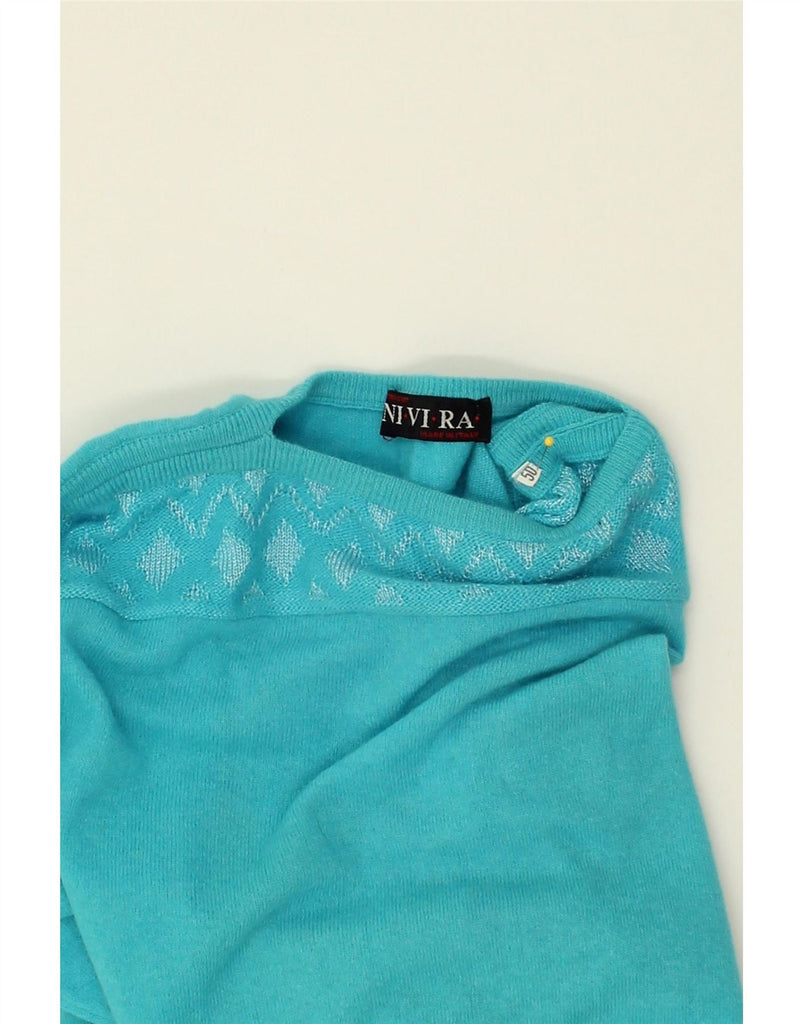 VINTAGE Womens Boat Neck Jumper Sweater IT 50 XL Turquoise Wool | Vintage Vintage | Thrift | Second-Hand Vintage | Used Clothing | Messina Hembry 