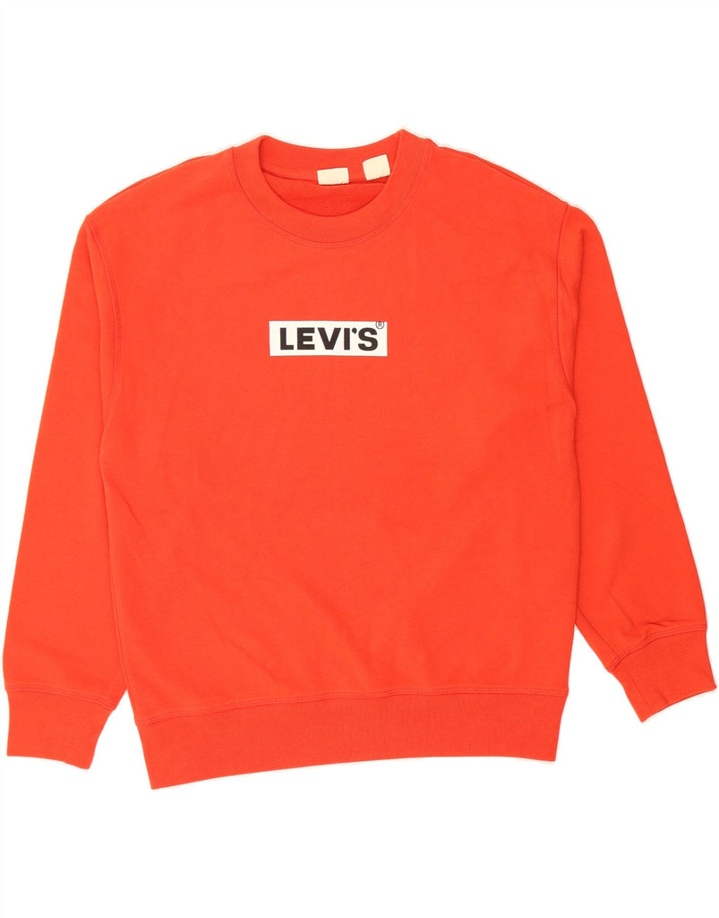 LEVI'S Womens Oversized Graphic Sweatshirt Jumper UK 10 Small Red Cotton Vintage Levi's and Second-Hand Levi's from Messina Hembry 