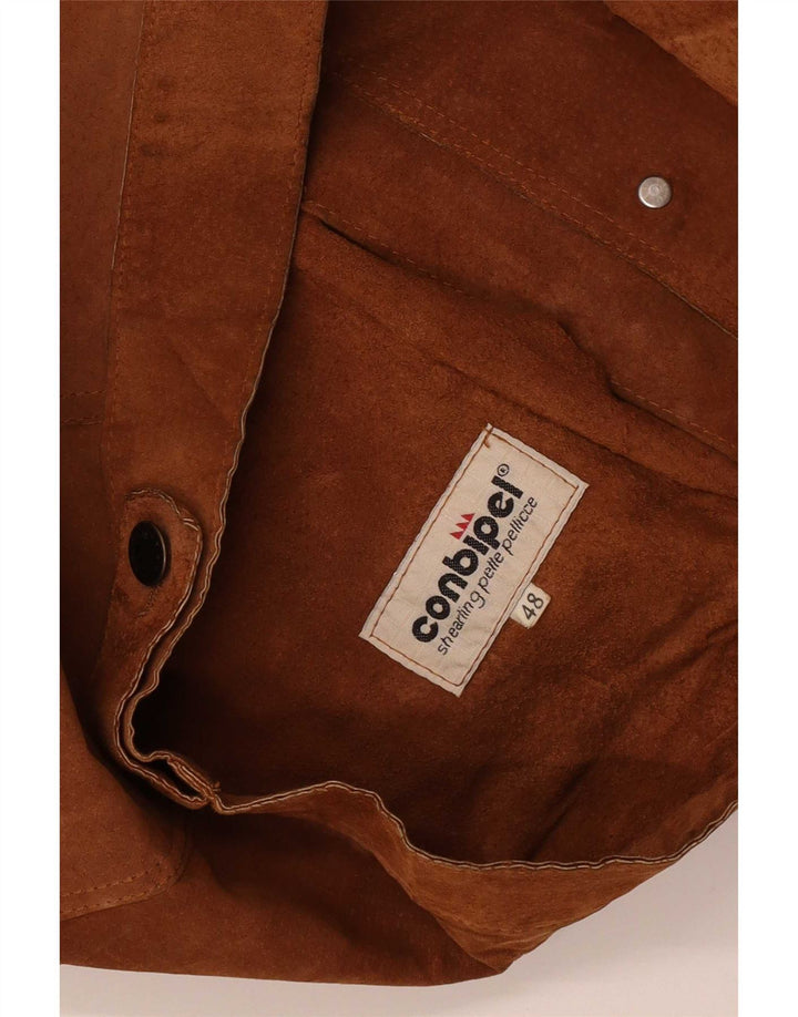 Conbipel Mens Suede Bomber Jacket IT 48 Medium Brown Leather Classic