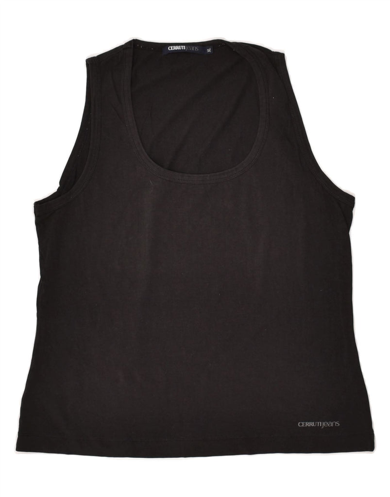 CERRUTI Womens Vest Top UK 18 XL Black Cotton | Vintage Cerruti | Thrift | Second-Hand Cerruti | Used Clothing | Messina Hembry 