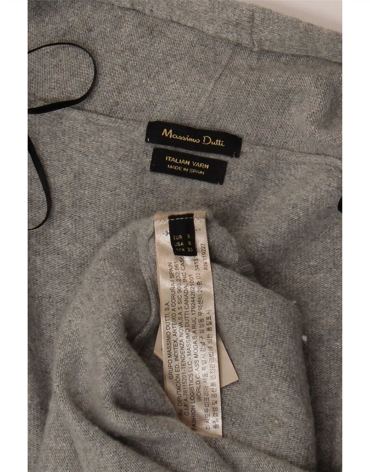 Massimo Dutti Womens Longline Open Cardigan Sweater UK 10 Small Grey Wool