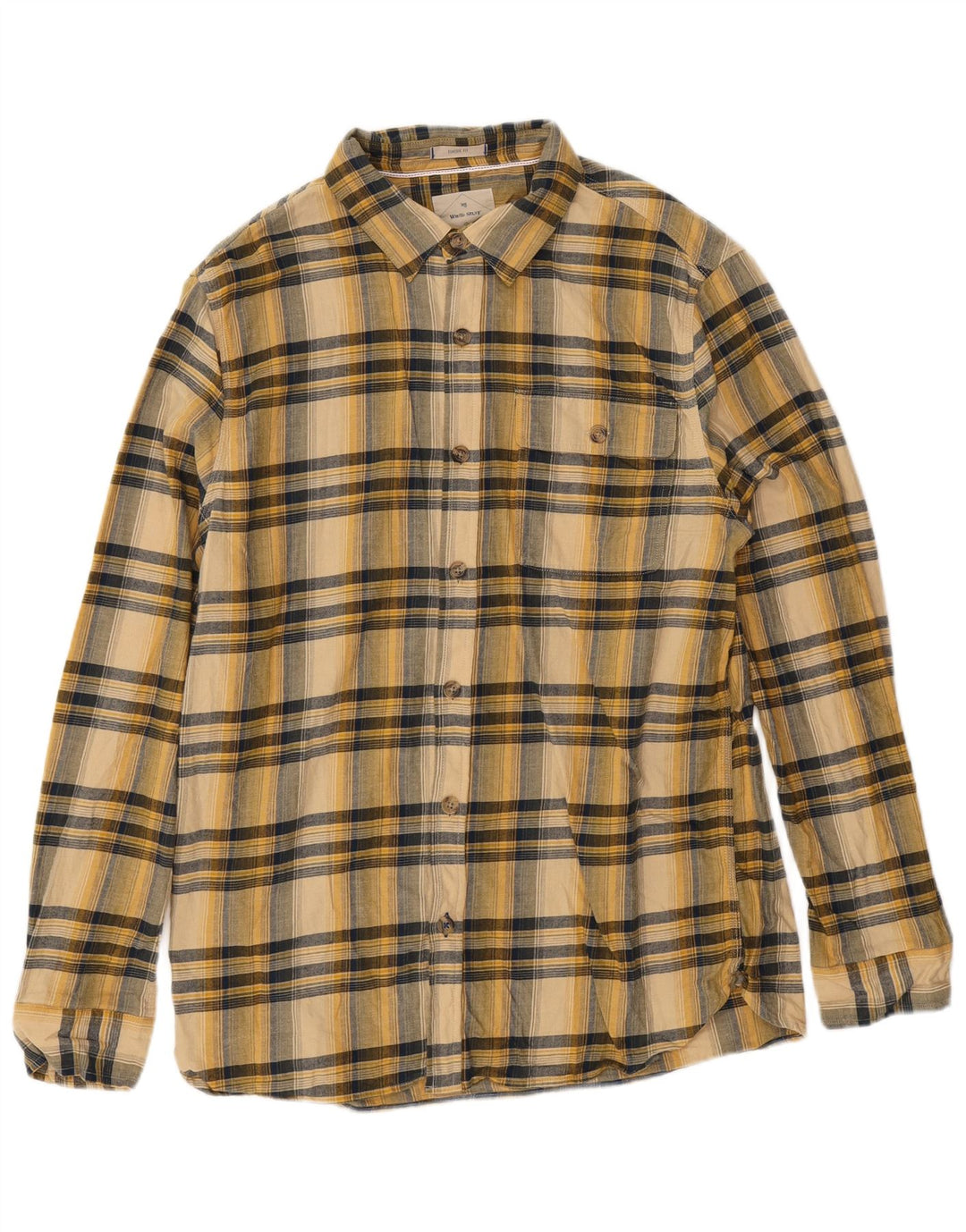 White Stuff Mens Flannel Shirt Large Yellow Check Cotton