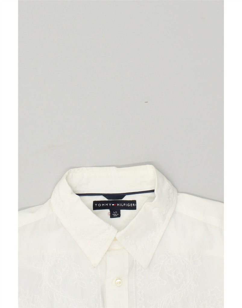 TOMMY HILFIGER Mens Shirt Large White Cotton | Vintage Tommy Hilfiger | Thrift | Second-Hand Tommy Hilfiger | Used Clothing | Messina Hembry 