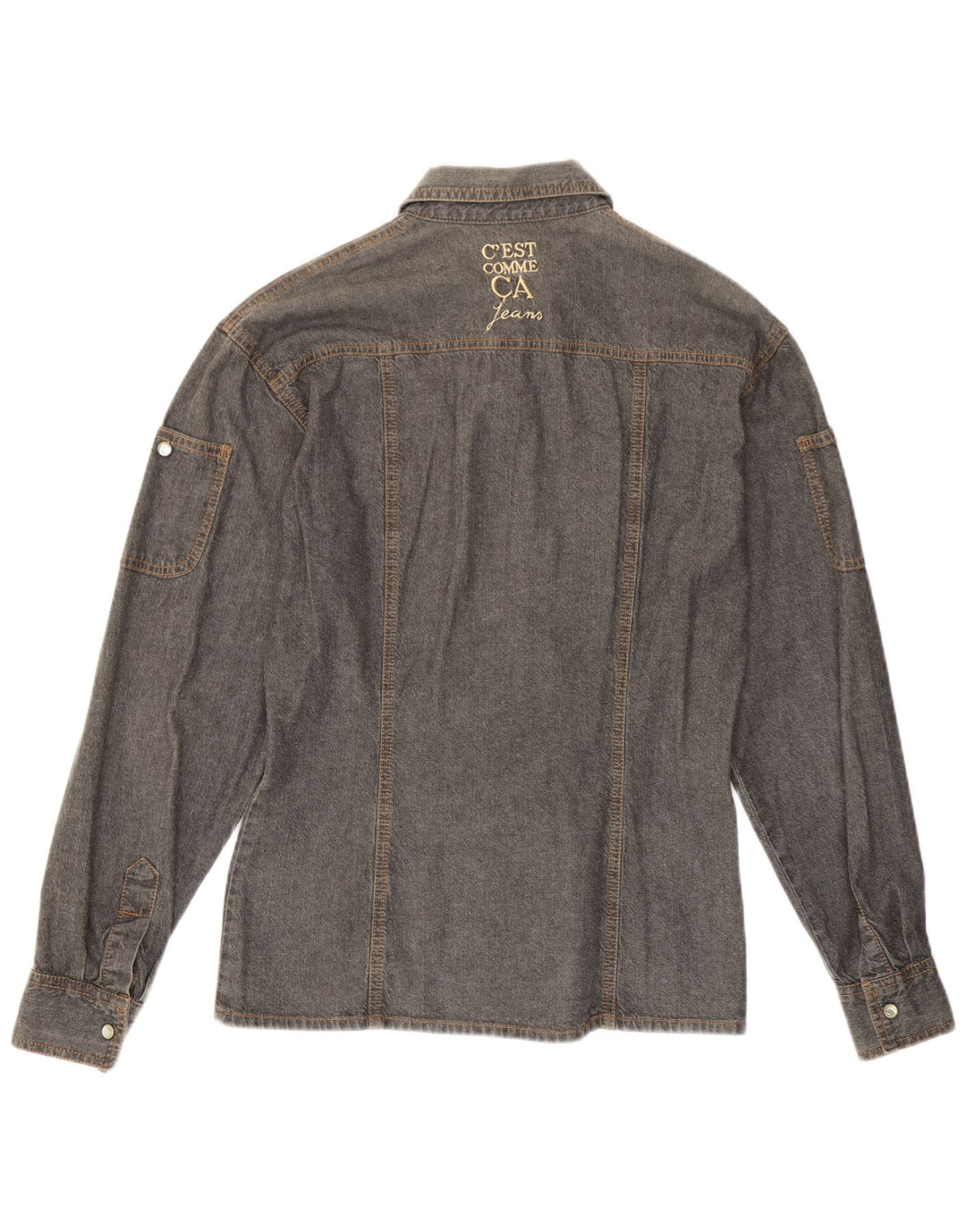 C'EST COMMECA Womens Denim Shirt UK 16 Large Grey
