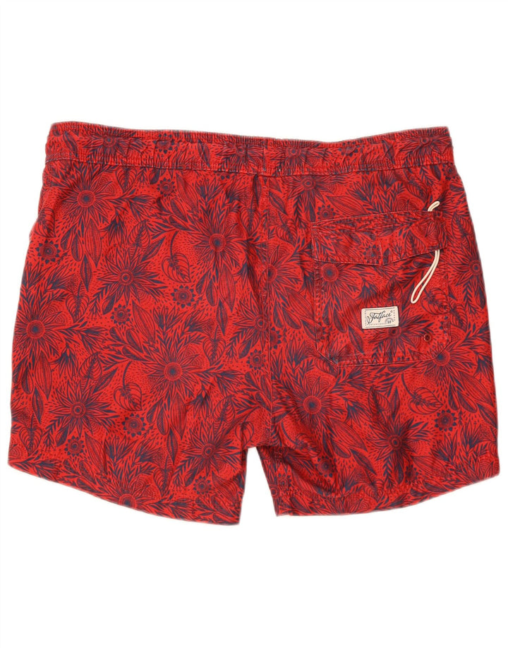 FAT FACE Mens Swimming Shorts Large  Red Floral